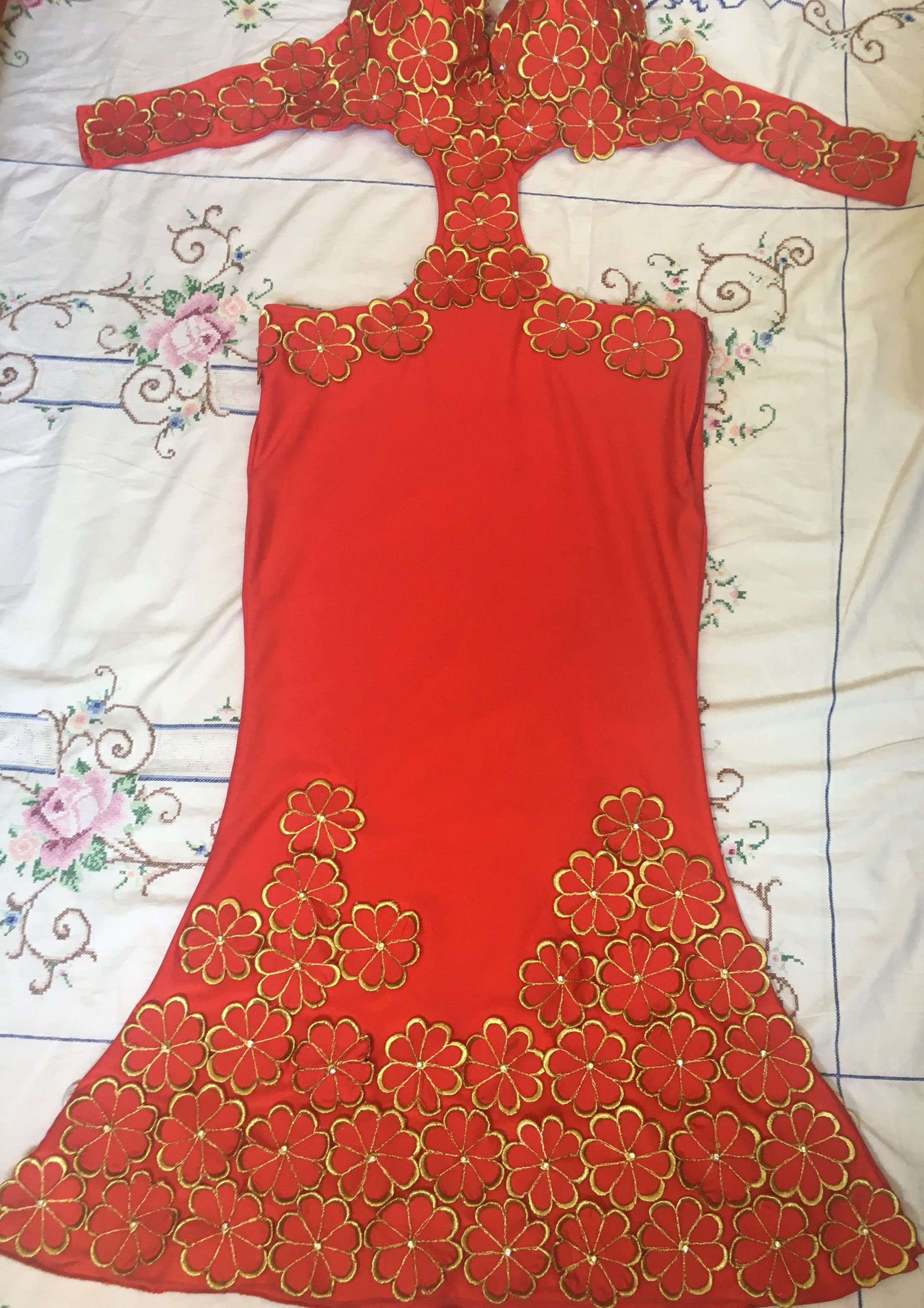 Custom Belly Dance Costume: Embroidered Floral Oriental Dress - Etsy