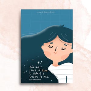 Non temere il buio Biglietto di auguri - Cartolina illustrata femminista - Biglietto motivazionale per donne - Citazione positiva