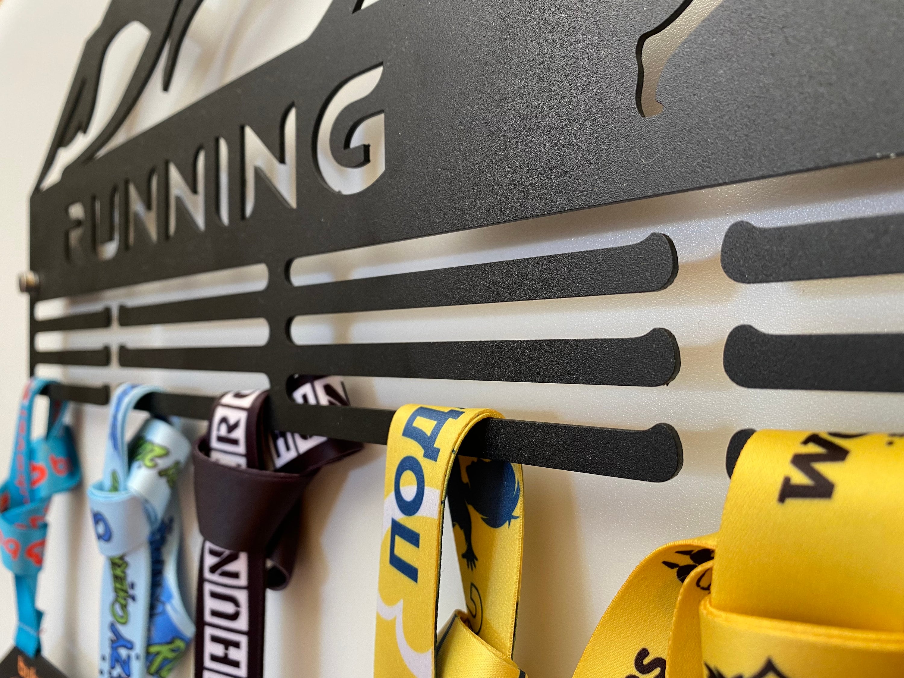 Personalized Runner's Medal Rack, Customized Metal Medal Hanger Run ...