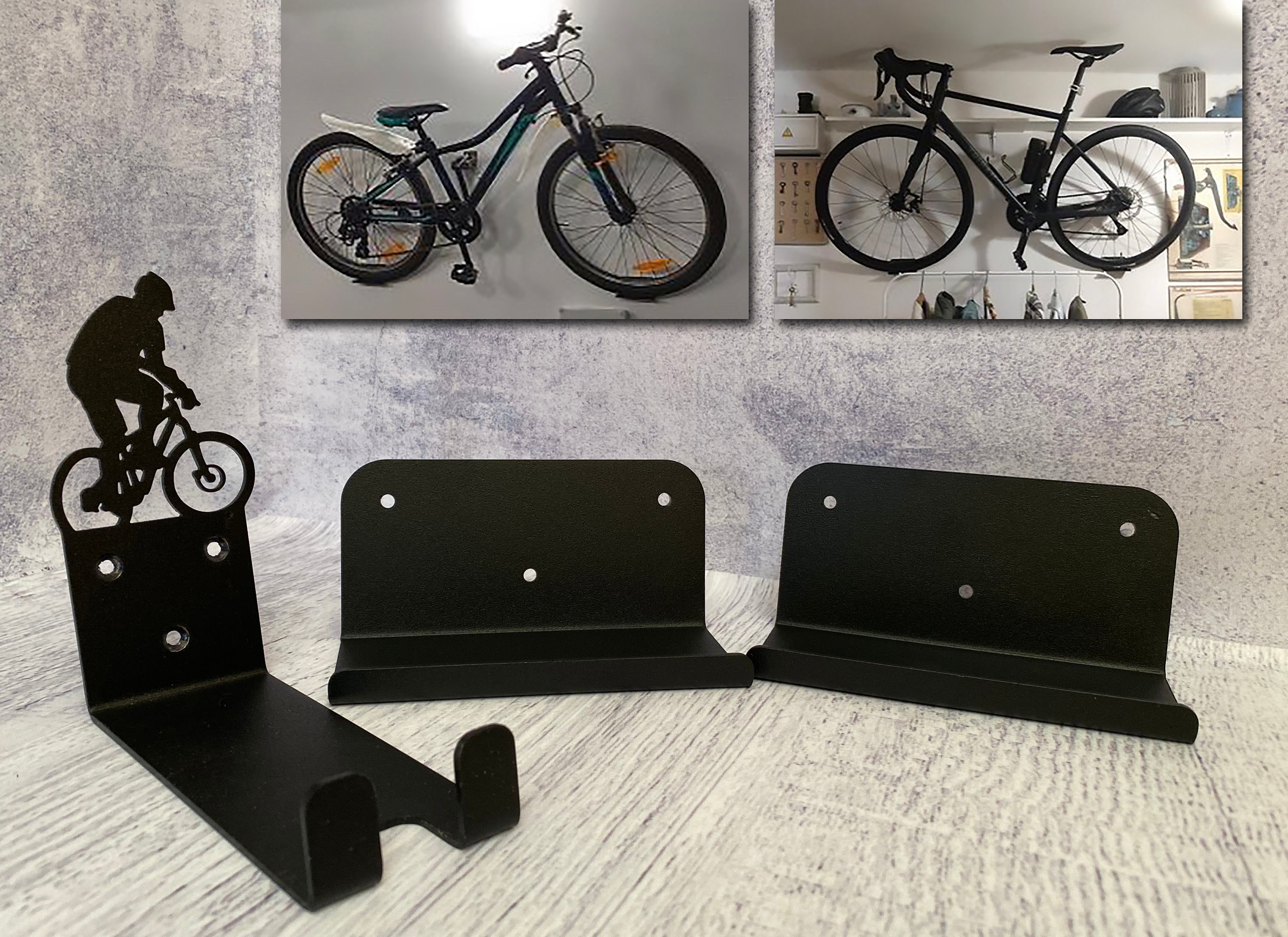 Portabicicletas horizontal Colgador de bicicleta Soporte de pared para  bicicleta Soporte de montaje de pedal Soportes de soporte colgantes Ganchos  de