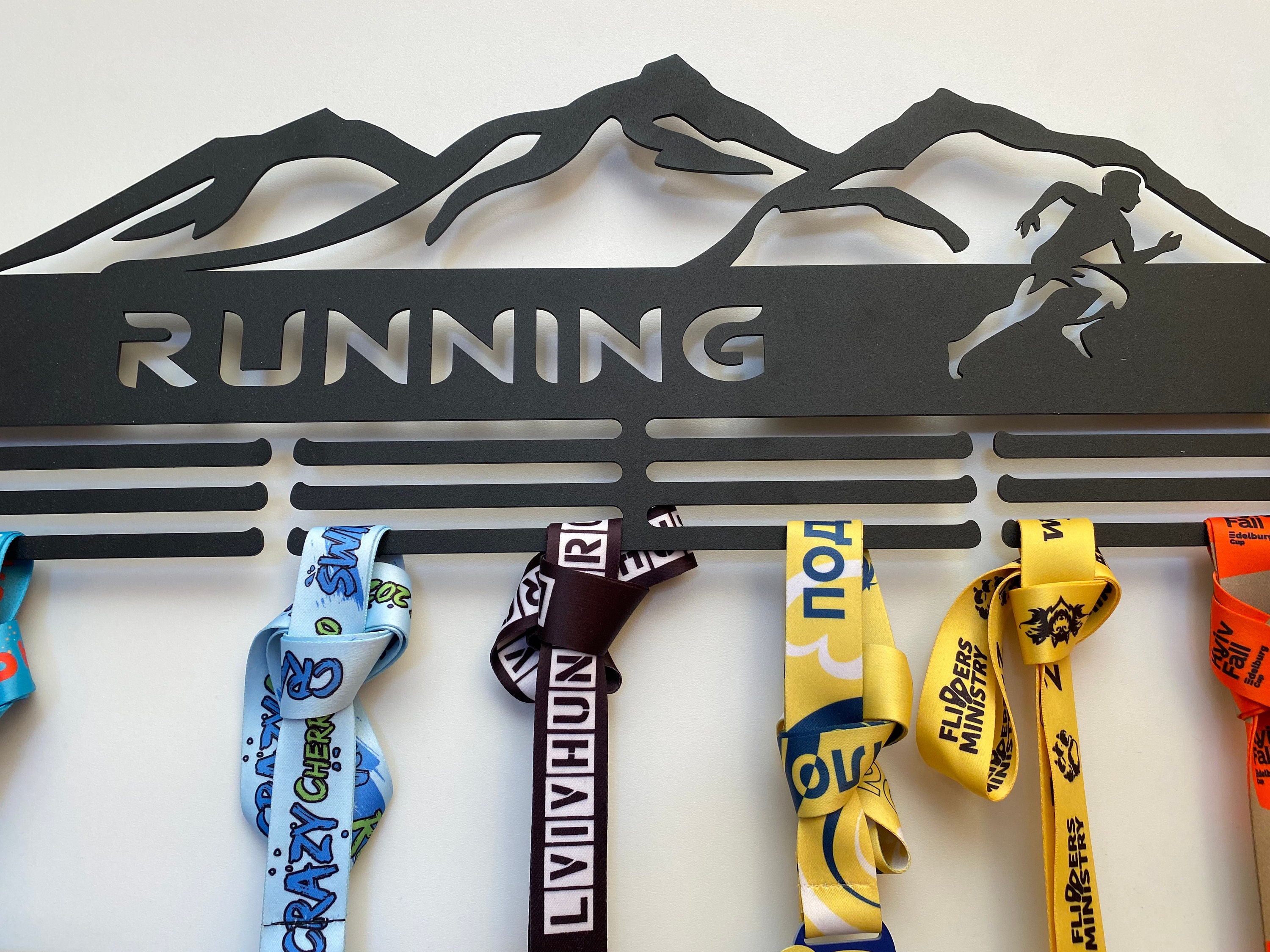 Personalized Runner's Medal Rack, Customized Metal Medal Hanger Run ...