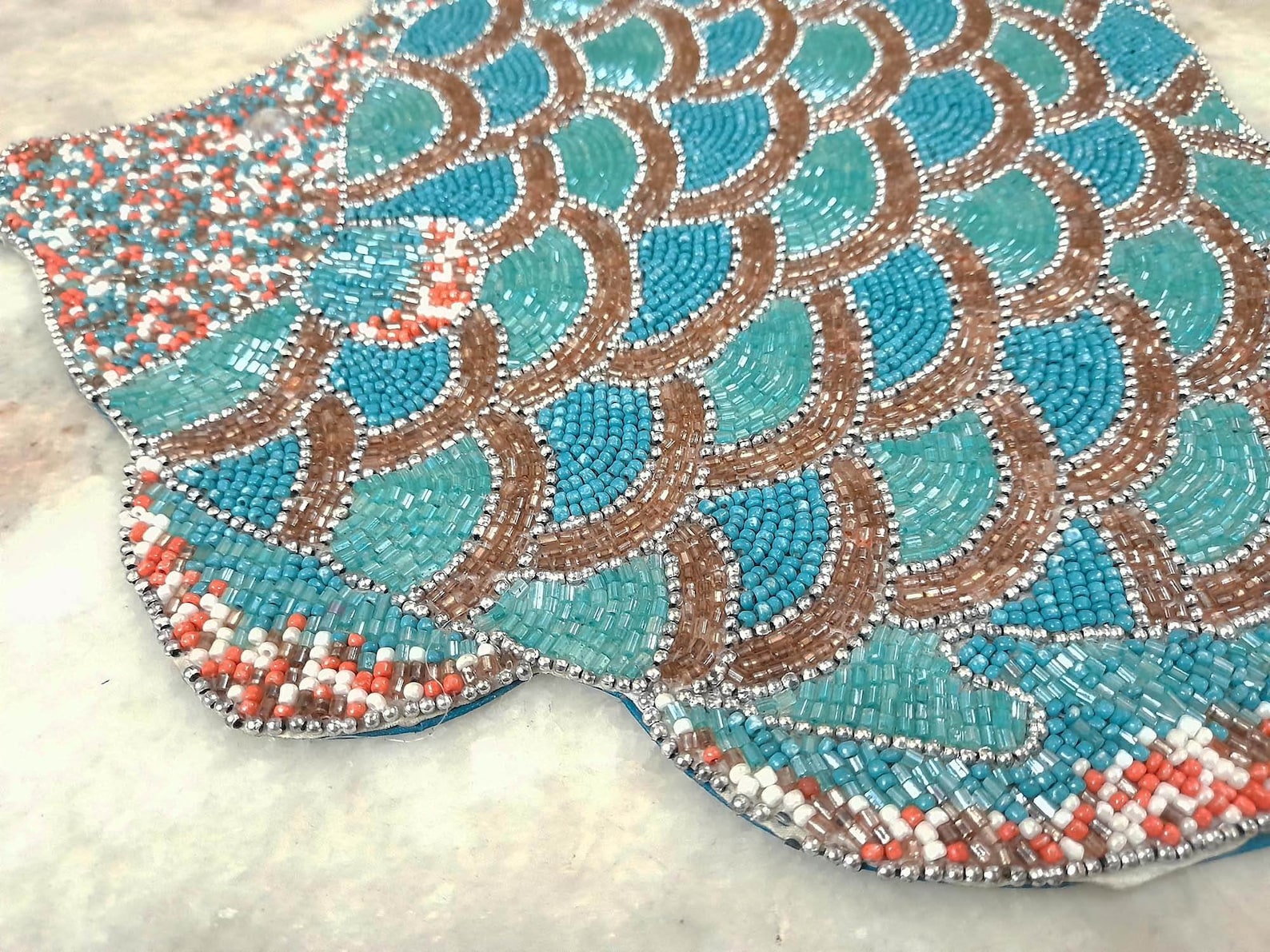 Blue fish placemats dinner room decor Placemats Beaded Etsy