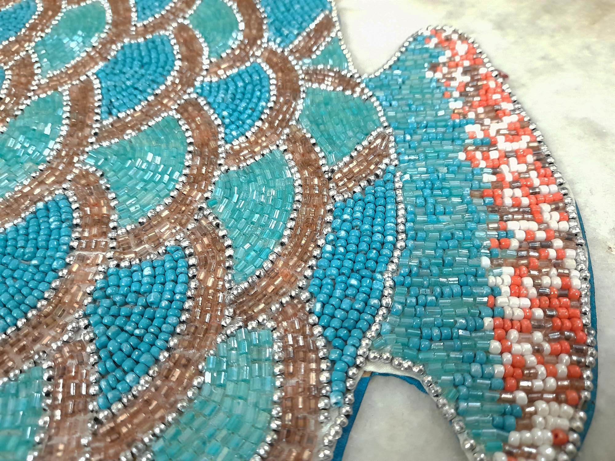 Blue fish placemats dinner room decor Placemats Beaded Etsy