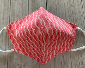 Breast Cancer Awareness Face Mask -  Adult Cotton 2 Layer Face Mask Adjustable and Reversible  Ribbon Design