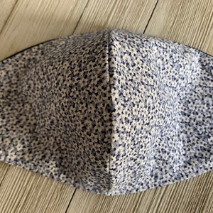 Blue Floral Face Mask - 100% Cotton Adjustable Face Mask Reversible, Adult Size Floral and Denim