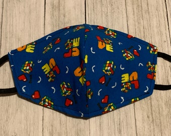 Puzzle Cube  Face Mask.  Gaming Face Mask. Little Kids Adjustable Reversible Cotton Face Mask Little Kids Sized