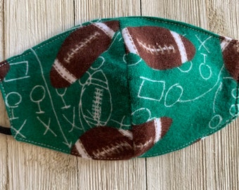 Football Face Mask Little Kids 3 Layer 100% Cotton Adjustable Reversible Washable Made in the USA