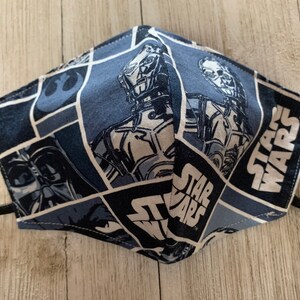 Star Wars Face Mask KIDS  100 Percent Cotton Adjustable Reversible Washable Rare Print Handmade in USA