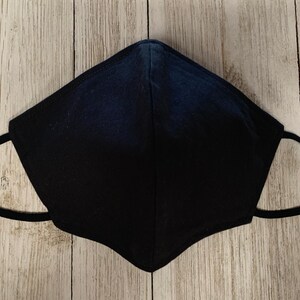 Lightweight Black Face Mask Adult Cotton Face Mask Reversible Adjustable Washable Handmade in USA