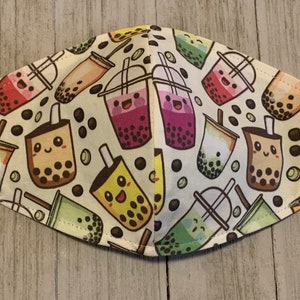 Boba Tea Face Masks - Little Kid Sized Adjustable Face Mask