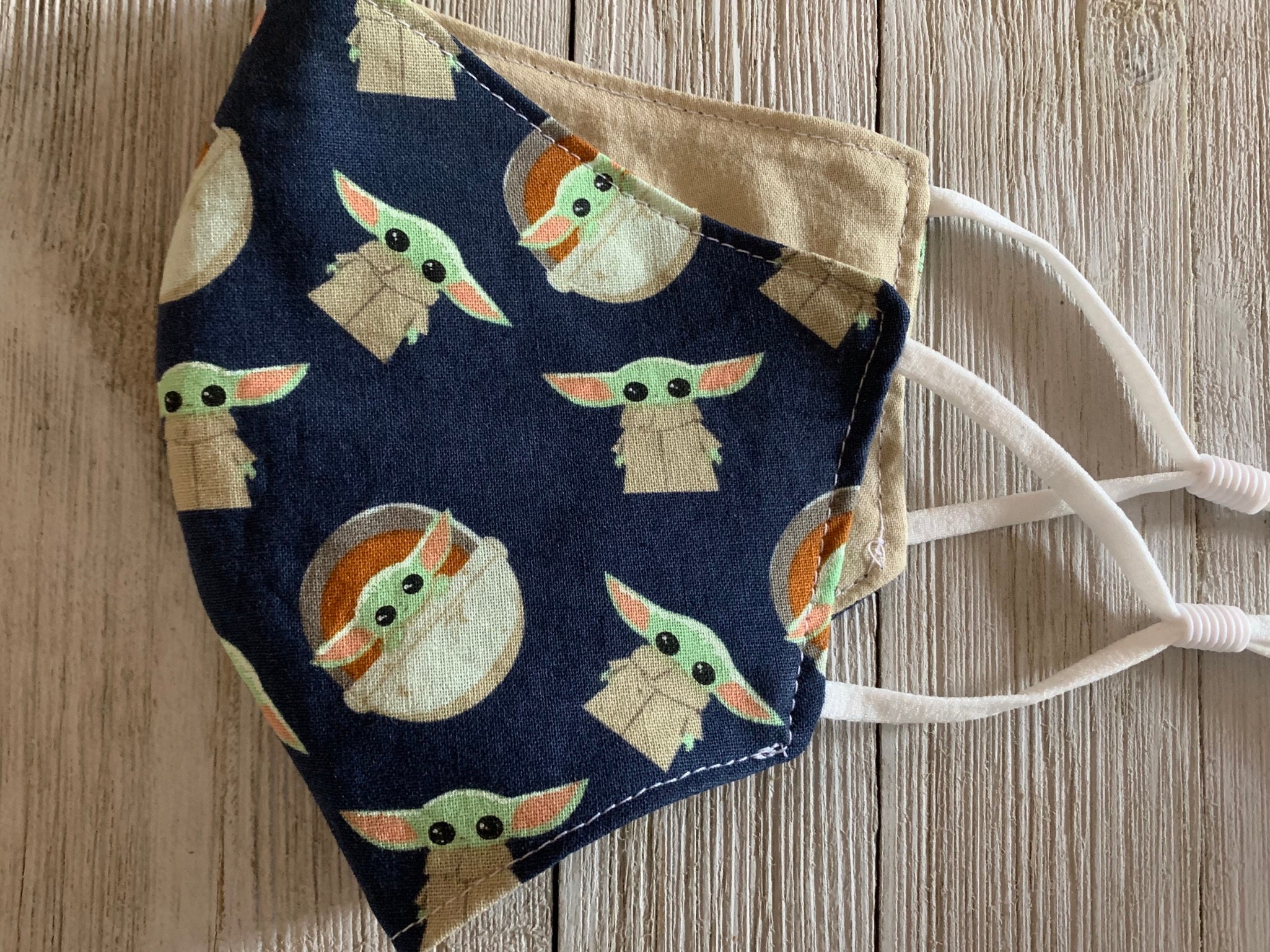 Baby Yoda Face Mask. Adult / Big Kid Adjustable Reversible Etsy