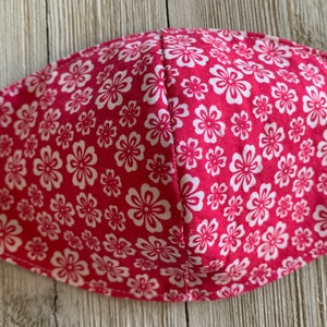 Hot Pink Floral Face Mask Little Girls 2 Layer 100% Cotton Adjustable Reversible