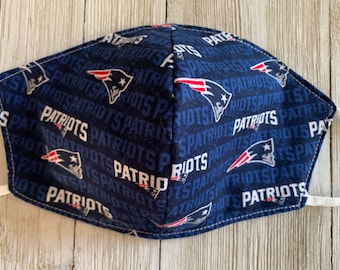 New England Patriots Face Mask 100% Cotton, Adjustable, Reversible, Made in the USA New England Patriots