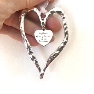 A piece of my heart is in heaven heart ornament, Memorial Ornaments,  Loss of Loved One, Loss of Friend ,Loss of Mom, Dad, Brother, Sister