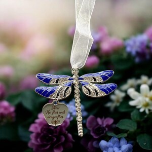 Dragonfly memorial ornament, now HE flies with dragonflies, loss of loved one, memorial gift, celebration of life, memorial ornament