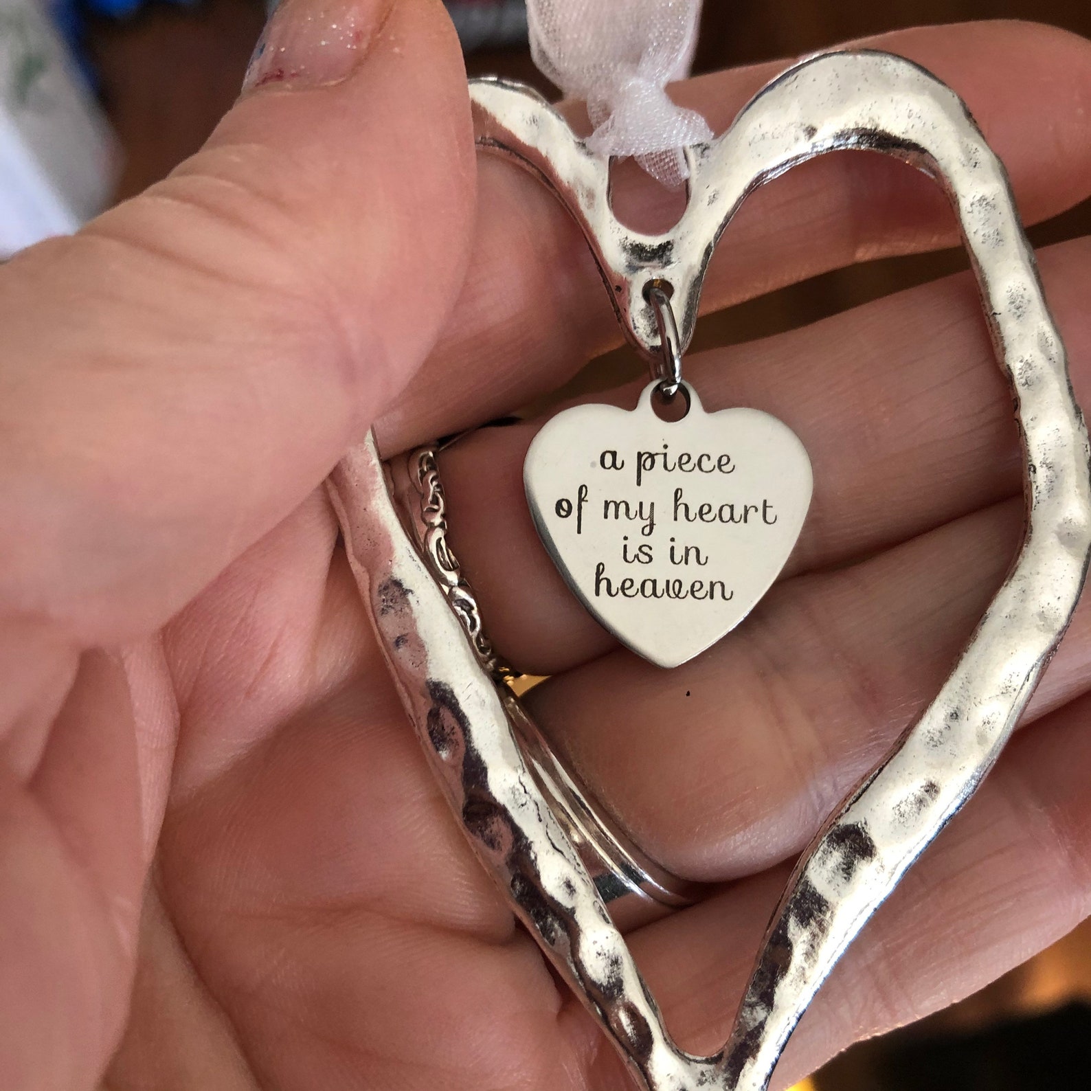A piece of my heart is in heaven heart ornament Memorial | Etsy