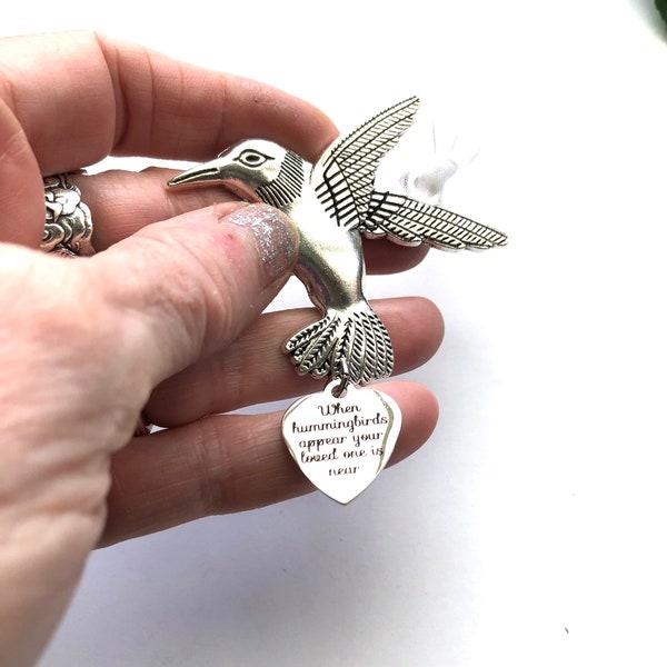 Hummingbird memorial ornament, when hummingbirds appear your loved one is near, Memorial Ornaments, funeral gift, made in Canada,  mom loss