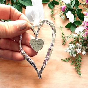 A piece of my heart is in heaven heart ornament, Memorial Ornaments,  Loss of Loved One, Loss of Friend ,Loss of Mom, Dad, Brother, Sister