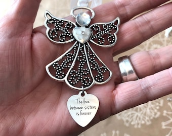 The love between sisters is forever angel ornament, Sister Angel, Memorial Ornaments, Gift for Sister,  Angel Sister, Sister Ornament,