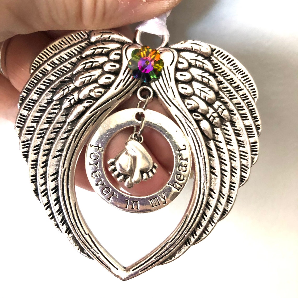 Forever in my heart angel wing ornament loss of baby infant Etsy