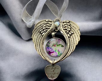 Hummingbird Memorial Ornament: Loss of loved one, now she flies with hummingbirds
