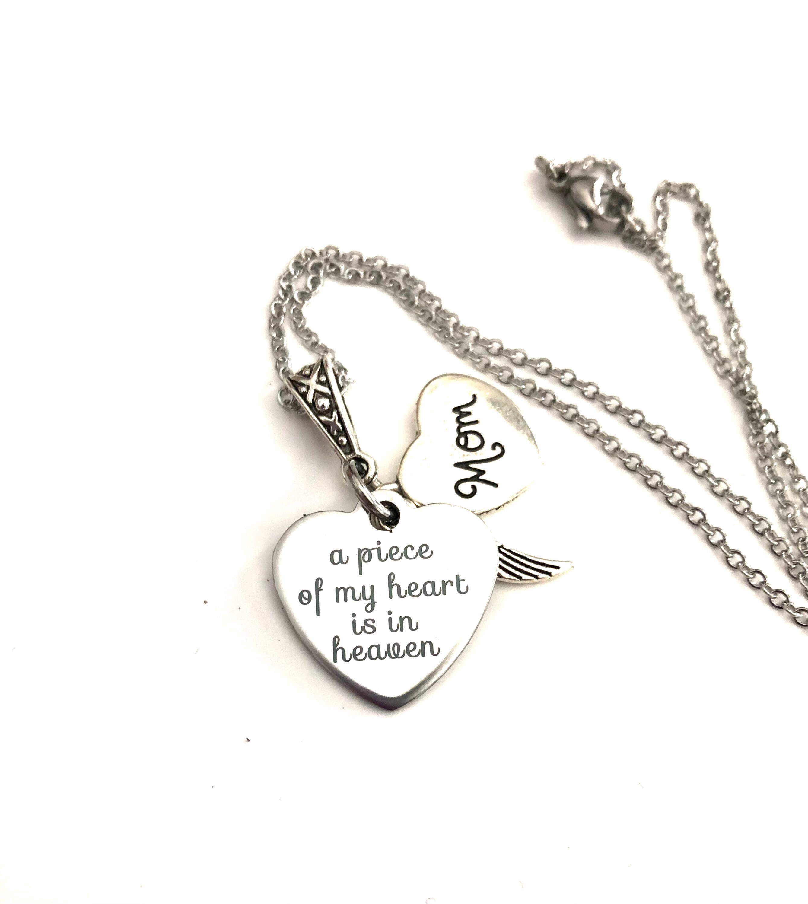 A Piece of My Heart Is in Heaven Heart Necklace Memorial Necklace Loss of Loved One Memorial Jewelry Personalized Loss Necklace