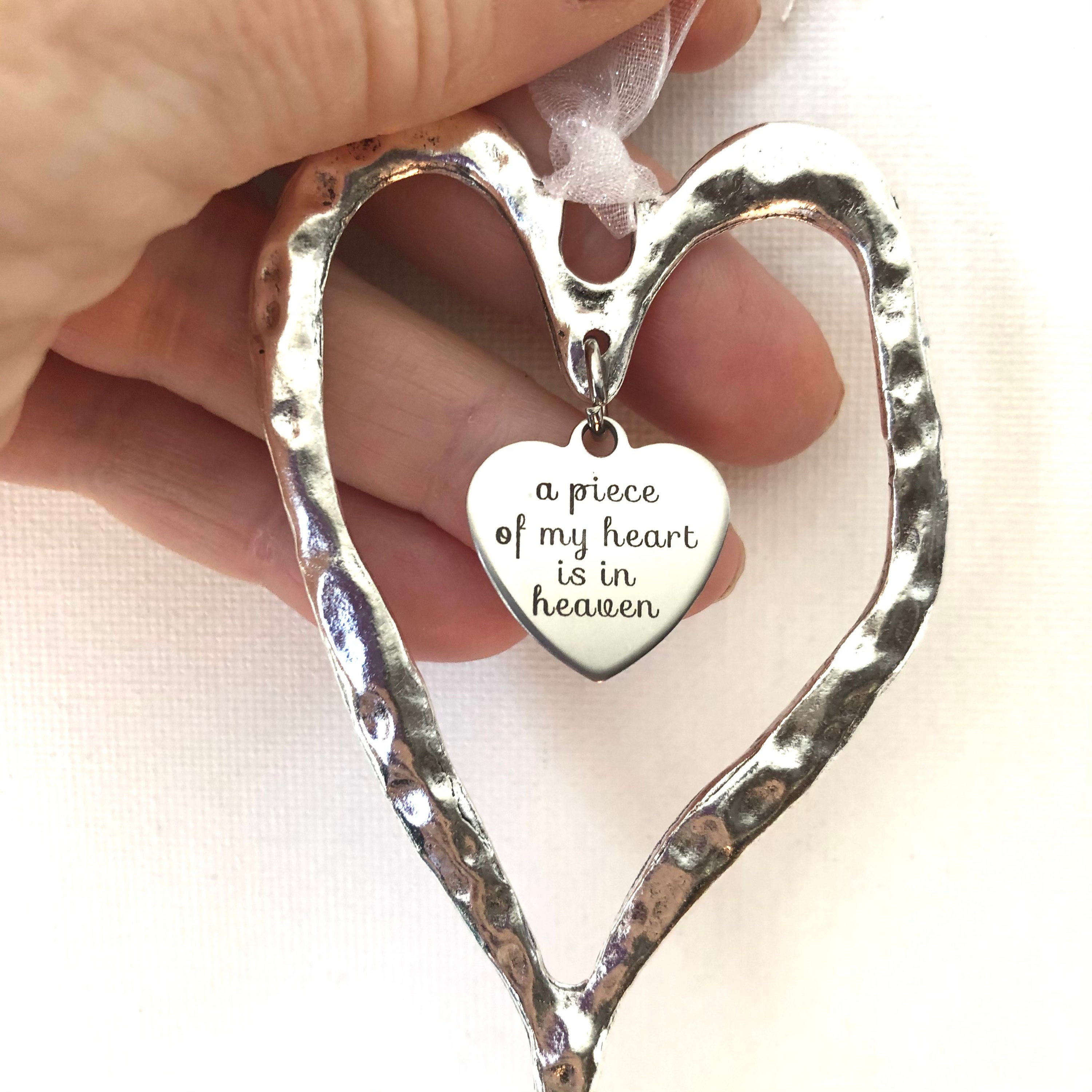 A piece of my heart is in heaven heart ornament Memorial | Etsy