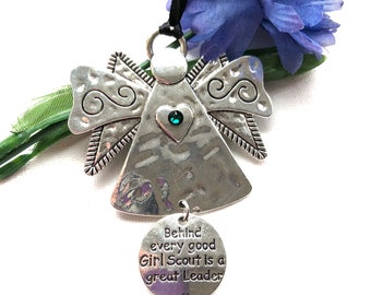 Girl Scout Leader Angel Ornament: Swarovski Crystal Gift