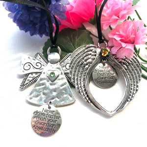 Never Drive Faster Than Your Guardian Angel Can Fly 4 x 3 Wood Rear-View  Mirror Car Charm : : Automotive