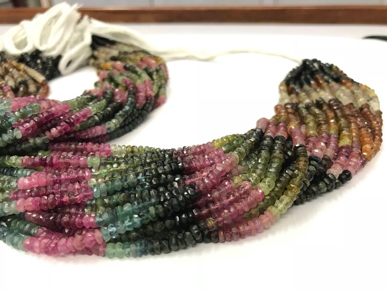 5 strand lot Multi Tourmaline Faceted Beads tourmaline faceted rondelle beads 13strand 4mm-5mm Tourmaline stone AA quality Wholesale Price