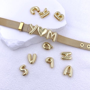 Watch Strap Bracelet,18K Gold Plated,Personal Birthday Gift,26-English Letters Men&#39;s and Women&#39;s Mesh Bracelets,A-Z Alphabet Bracelet
