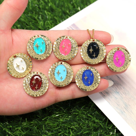 5pcs，Star Designer Charms for Jewelry Making Supplies Bohemia Colorful Cute  Pendant Charms Diy Earrings Necklace Charms