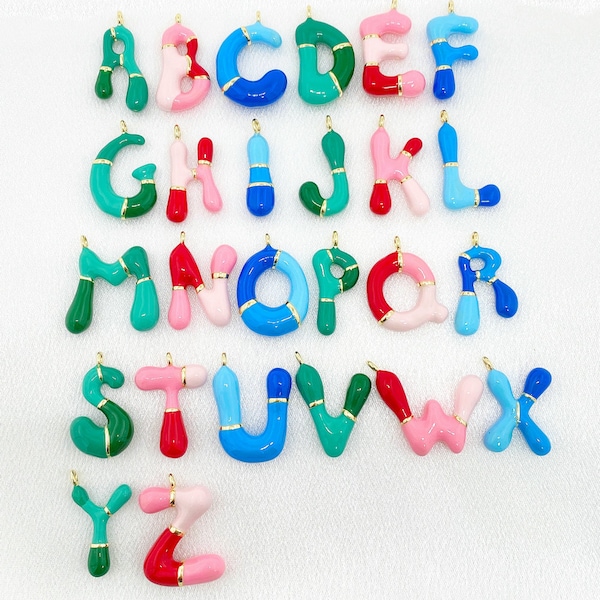 New Arrival Letters Enamel Colorful Gold Plated Charm DIY Alphabet Pendant Necklace Fashion Jewelry