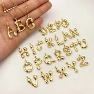 Alphabet Pendant，Initial Charm Pendant,26 Letters,A-Z Pendant，Brass Pendant Necklace,Special Shaped Letter Jewelry，Name Necklace