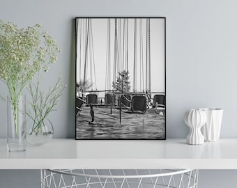 Amusement Park//amusement park//Barcelona//Tibidabo//Black and white//photography//print//office Decor