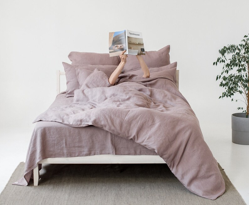 Vintage linen bedding set Rose bed linen Linen duvet cover Etsy