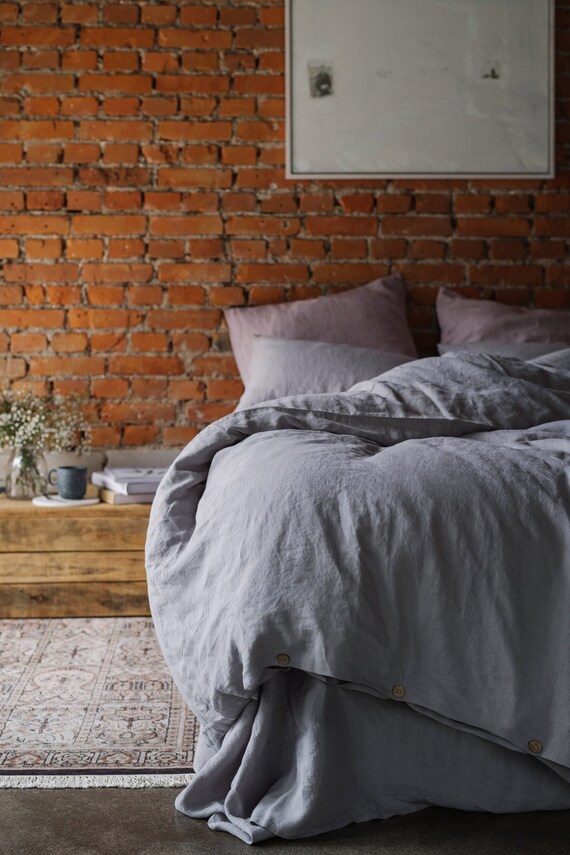 Silver Gray Linen Duvet Cover Stone Washed Linen Duvet Etsy