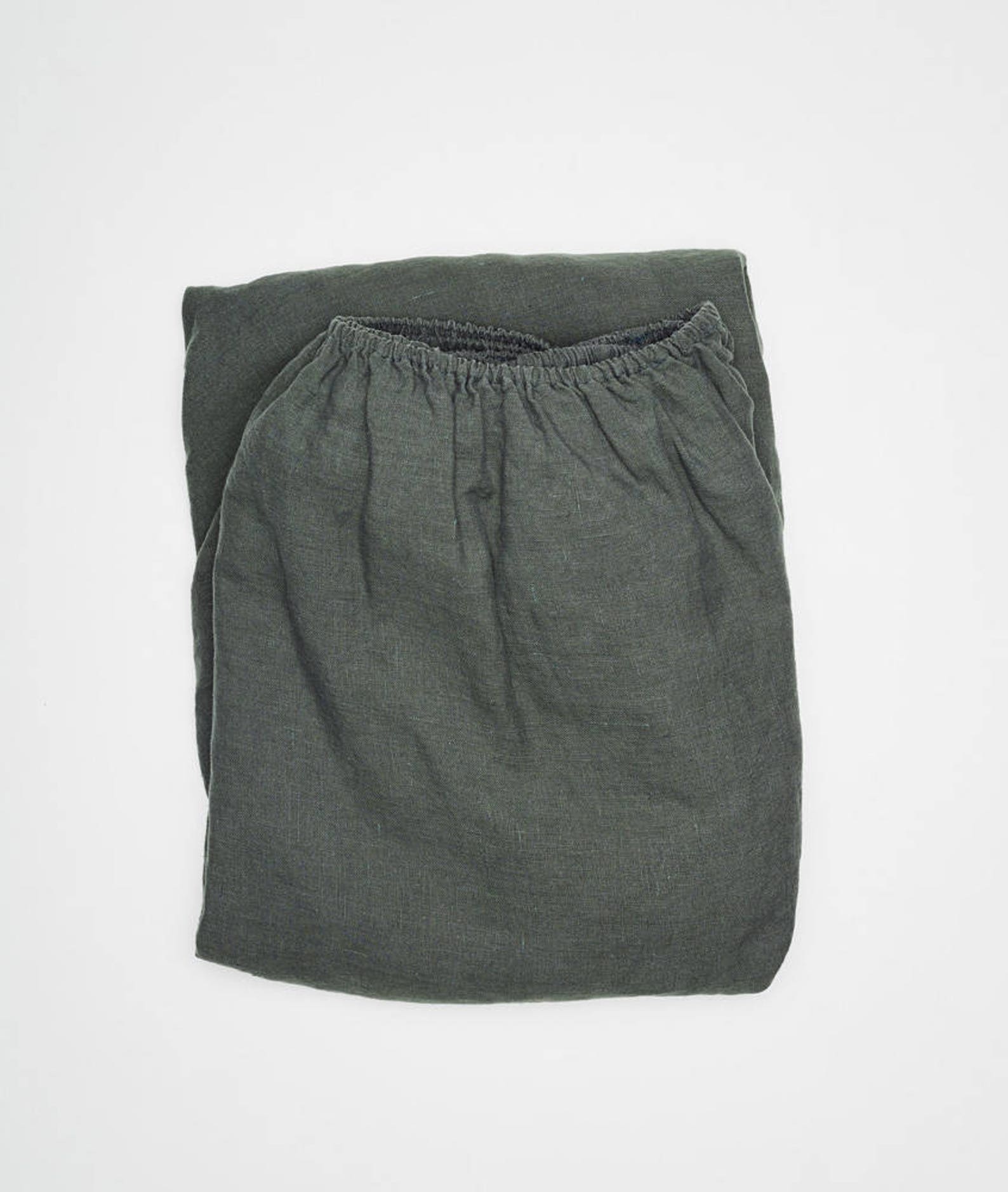 Green Linen Fitted Sheet. Twin Bed Linen Sheet. Stonewashed Etsy