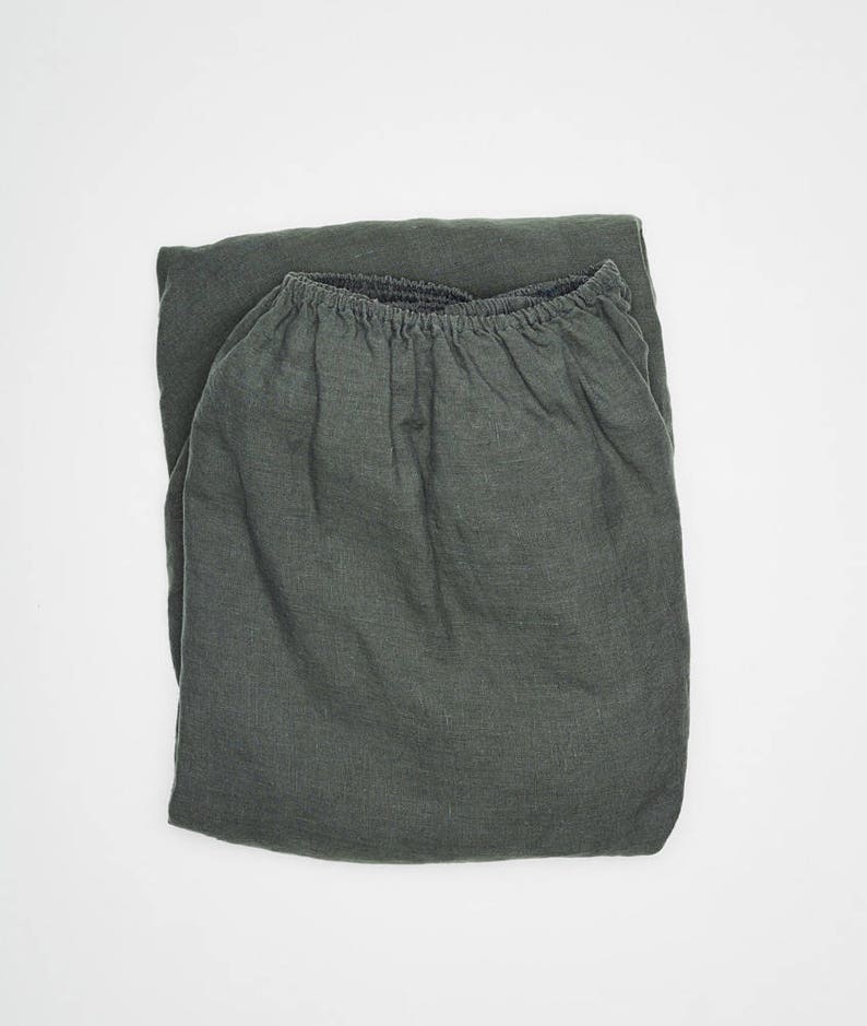 Green Linen Fitted Sheet. Twin Bed Linen Sheet. Stonewashed Etsy