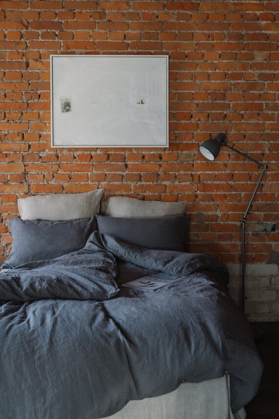 Grey Linen Duvet Cover Linen Bedding King Bed Linen Etsy