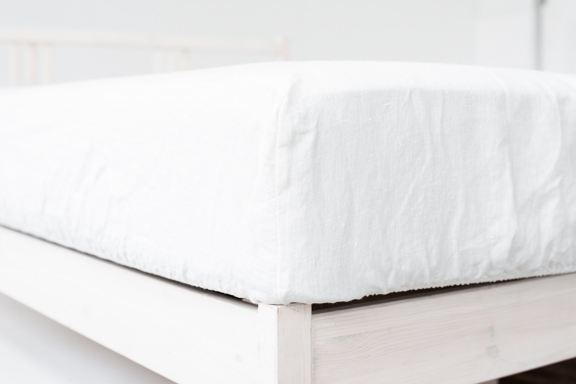 White Linen Fitted Sheet King Bed Linen Sheets Bed Linen Etsy