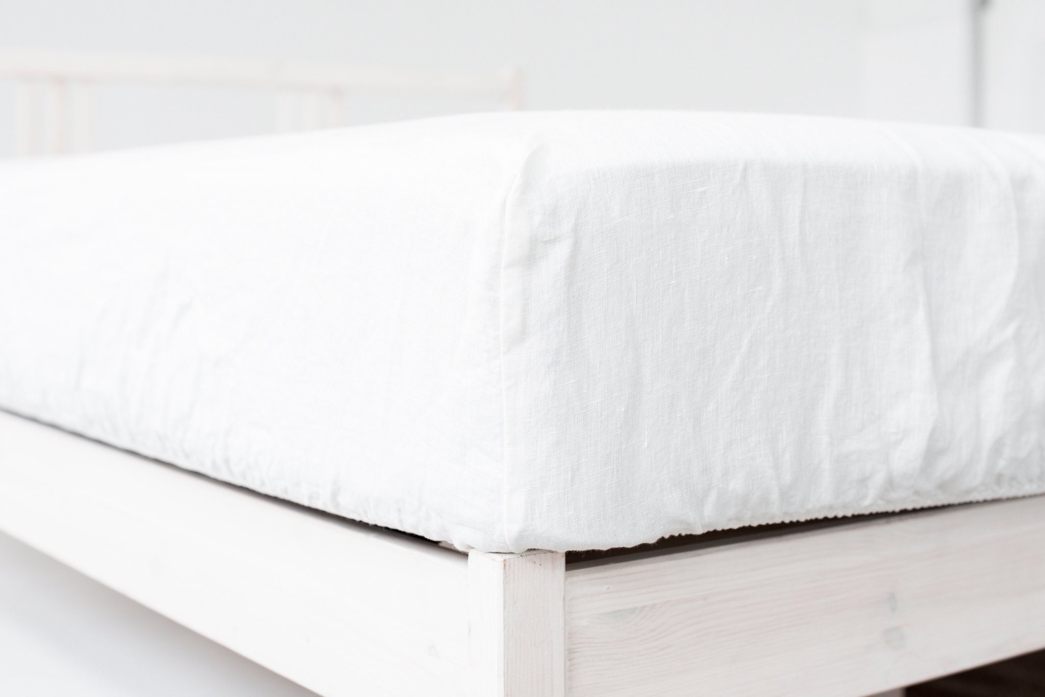 White linen fitted sheet King bed linen sheets Bed linen Etsy