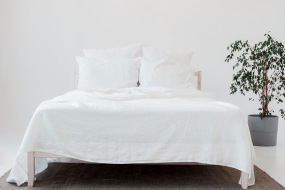 Soft linen bath sheet White linen sheet Beach linen sheet Softened linen flat sheet Linen bedding