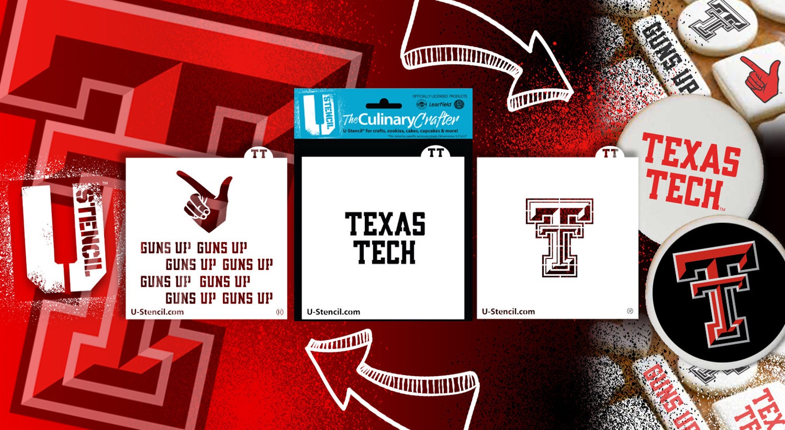 Texas Repeating Vector Officially Licensed Texas tech Repeat Stencil | Etsy