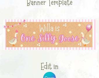One Silly Goose Birthday Banner Template | Editable Canva (2x6 Walgreens)