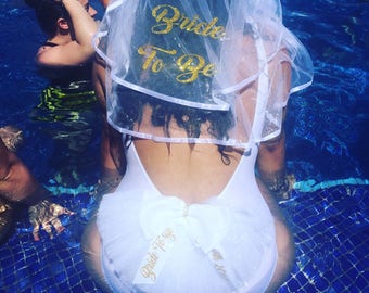 Booty Veil, Bachelorette Party Bikini Veil, PERSONALIZED accessories. Purchase separately or as a set