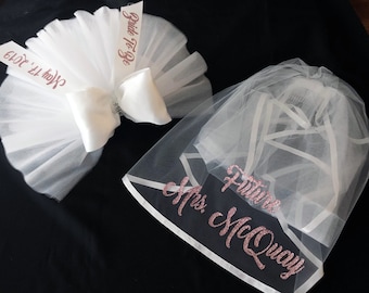 Booty Veil, (Booty TuTu, Bikini Veil), Hair Veil, Kimono, Sash, Tiara - Buy separately or as a set