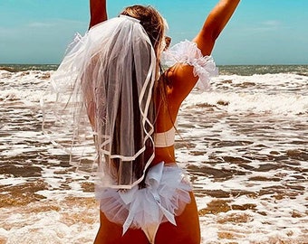 Booty Veil, Bikini Veil, Booty TuTu,l. Arm Bands, Sash etc. and/or tiara. Buy ind. or save with a set