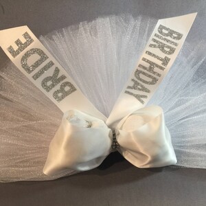 Bride Booty Veil, Arm Bands, Bikini Veil and or Fun crystal tiara. Purchase separately or as a set