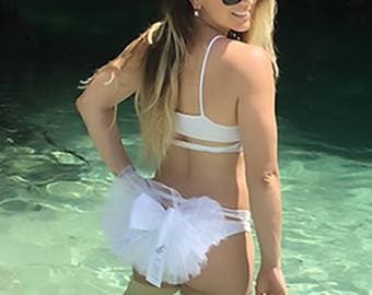 Bride's Booty Veil, Booty TuTu, Bikini Veil, Tiara, Kimono, Hair Veil, Sash. - purchase separately or as a set